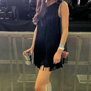 Gianni Bini ERAS tour black fringe dress 6 with tags